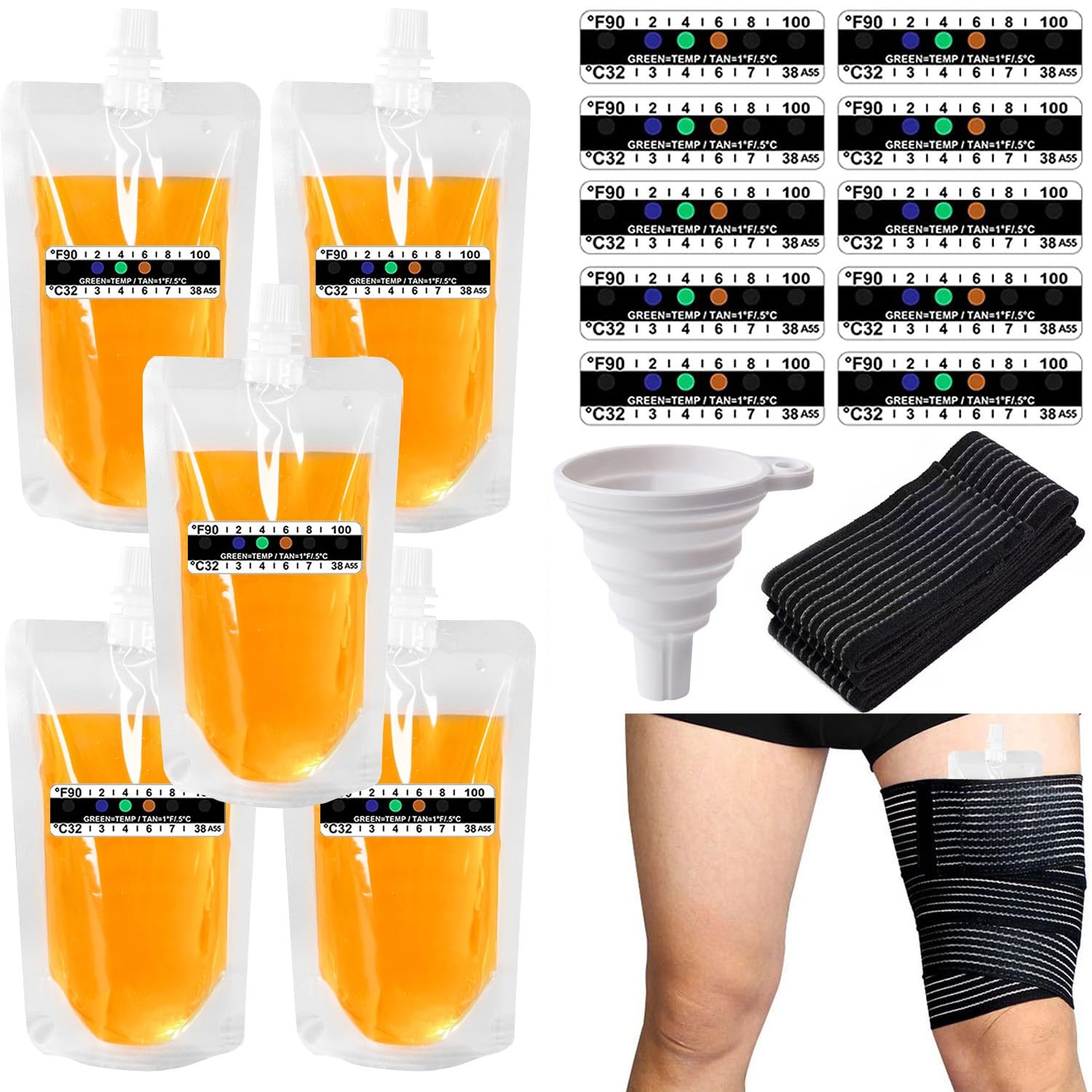 17 Pcs Urine Test Complete Kit Includes 5 Transparent Bags,10 Adhesive