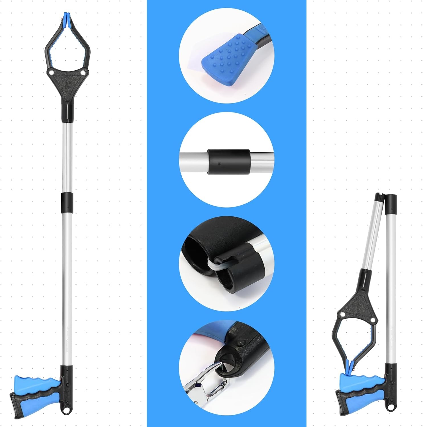 32 inch GrabRunner Foldable Reacher Grabber Tool with Strong Magnetic Tip for Se