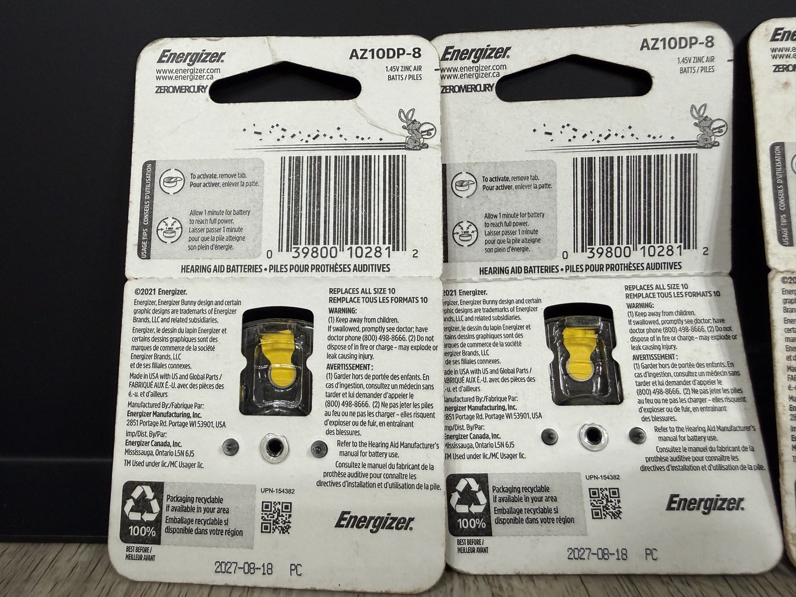 Hearing Aid Batteries Energizer Size 10 Zinc Air AZ10DP-8 (6 packs of 8)48 total