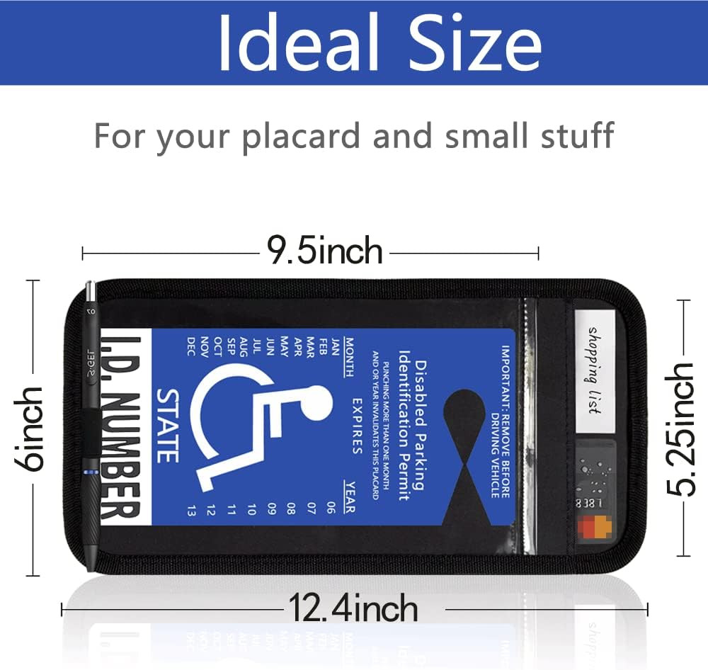 Lofrcin Handicap Placard Holder for Auto, 1 PCS Black Visor Placard Holder, Hand
