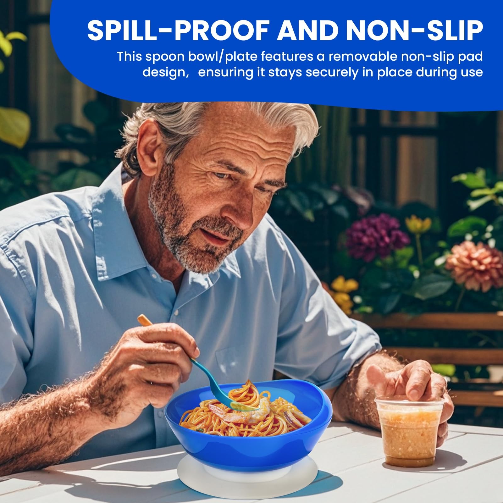 Spill Proof Scoop Bowl with Non Skid Suction Base Adaptive Dinnerware 2 Pack