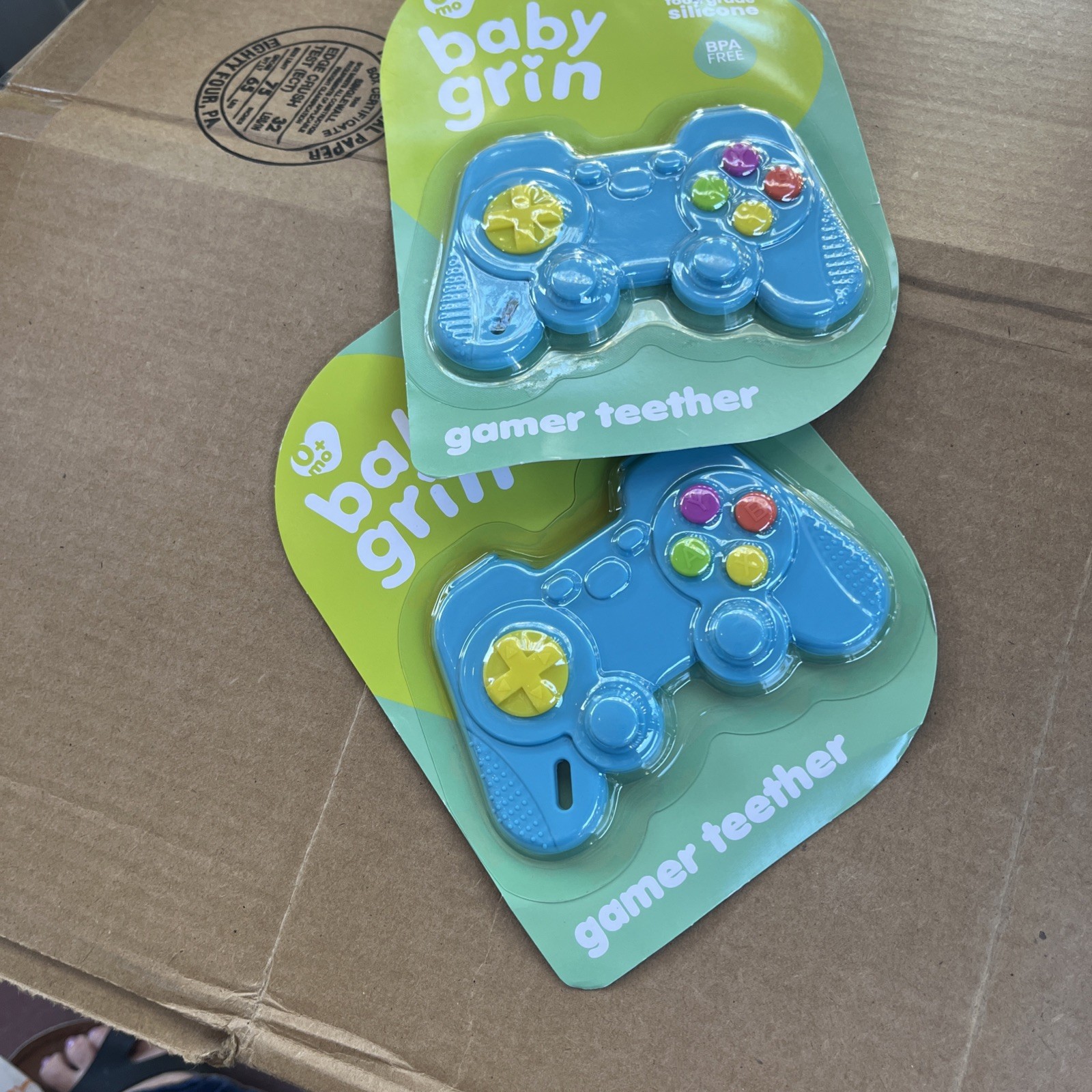 2 NEW Baby Grin Teether Gamer Controller Blue sensory Easter Gift