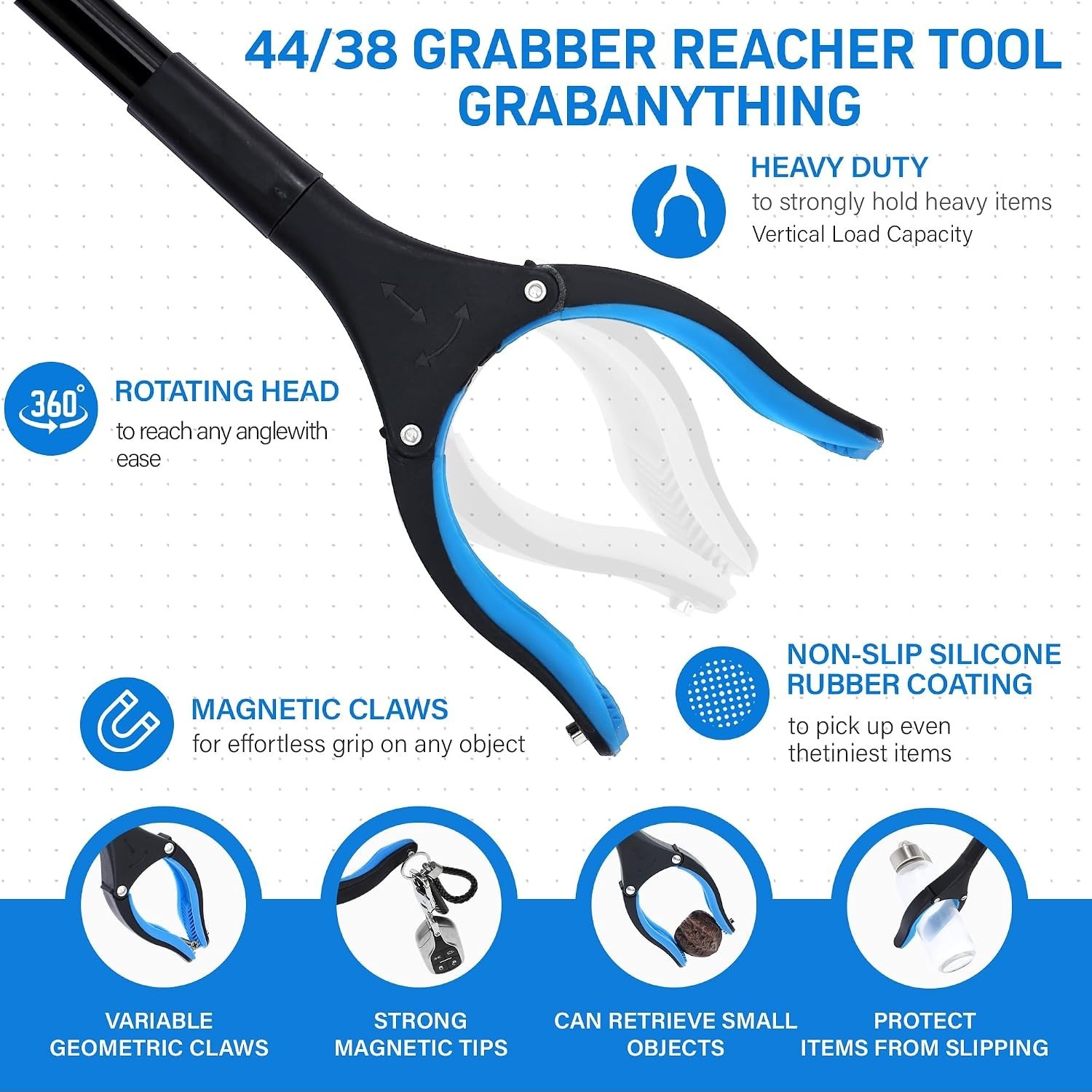 38 Inch & 44 Inch Extra Long Grabber Reacher Tool Set – Extendable Reacher Gr…