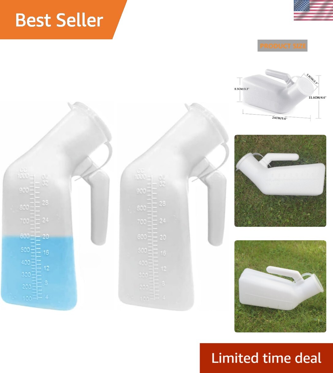Durable Urine Bottle for Men with Removable Odor-Proof Lid – 1000mL Capacity