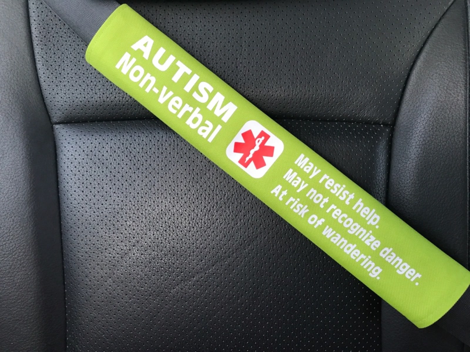 Autism Non-verbal Medical Alert Seat Belt Safety Cover ICE Alert