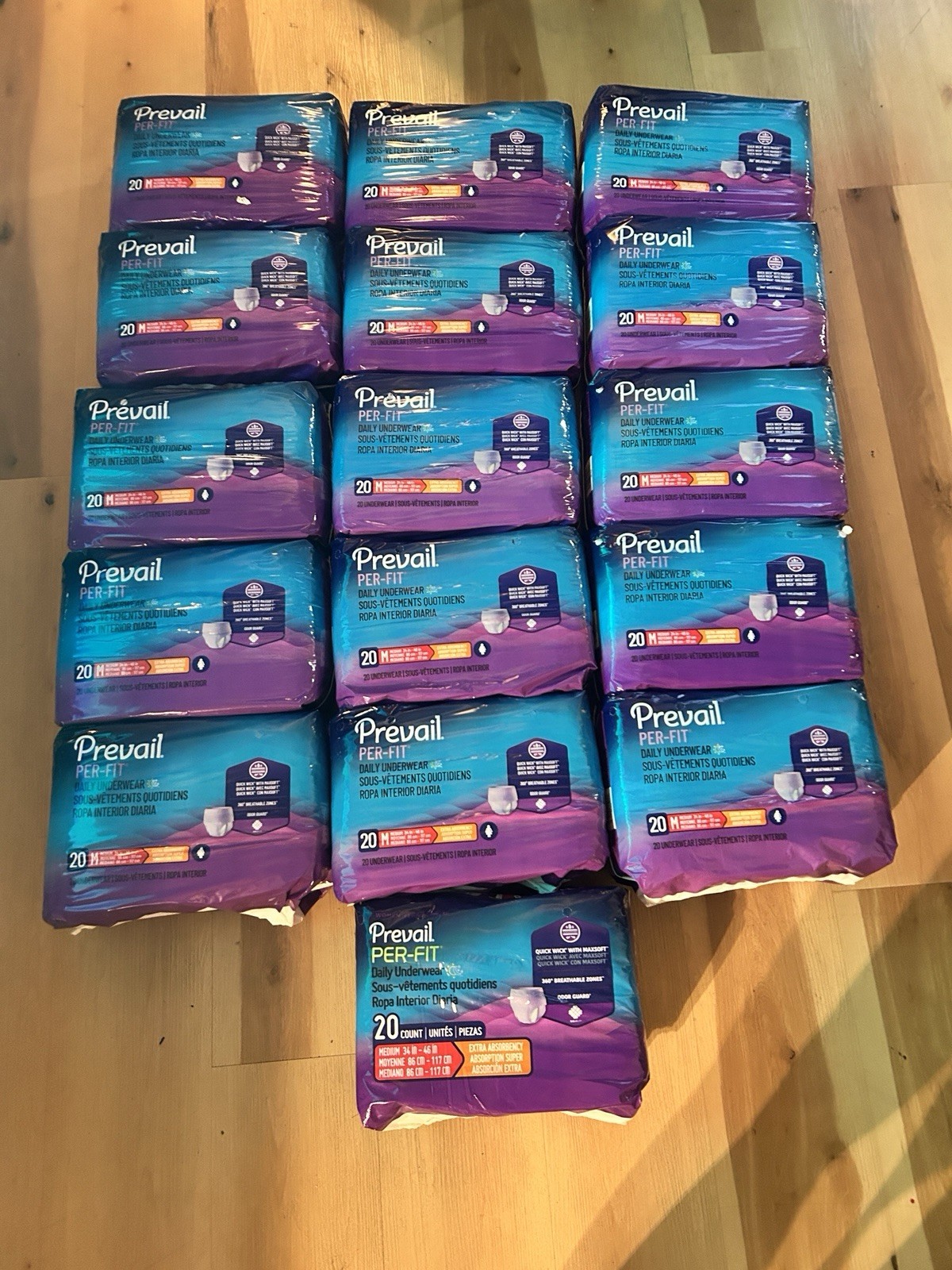 Prevail Per-Fit Daily Underwear, Size M, 20ct each pack (16 Packs Available)