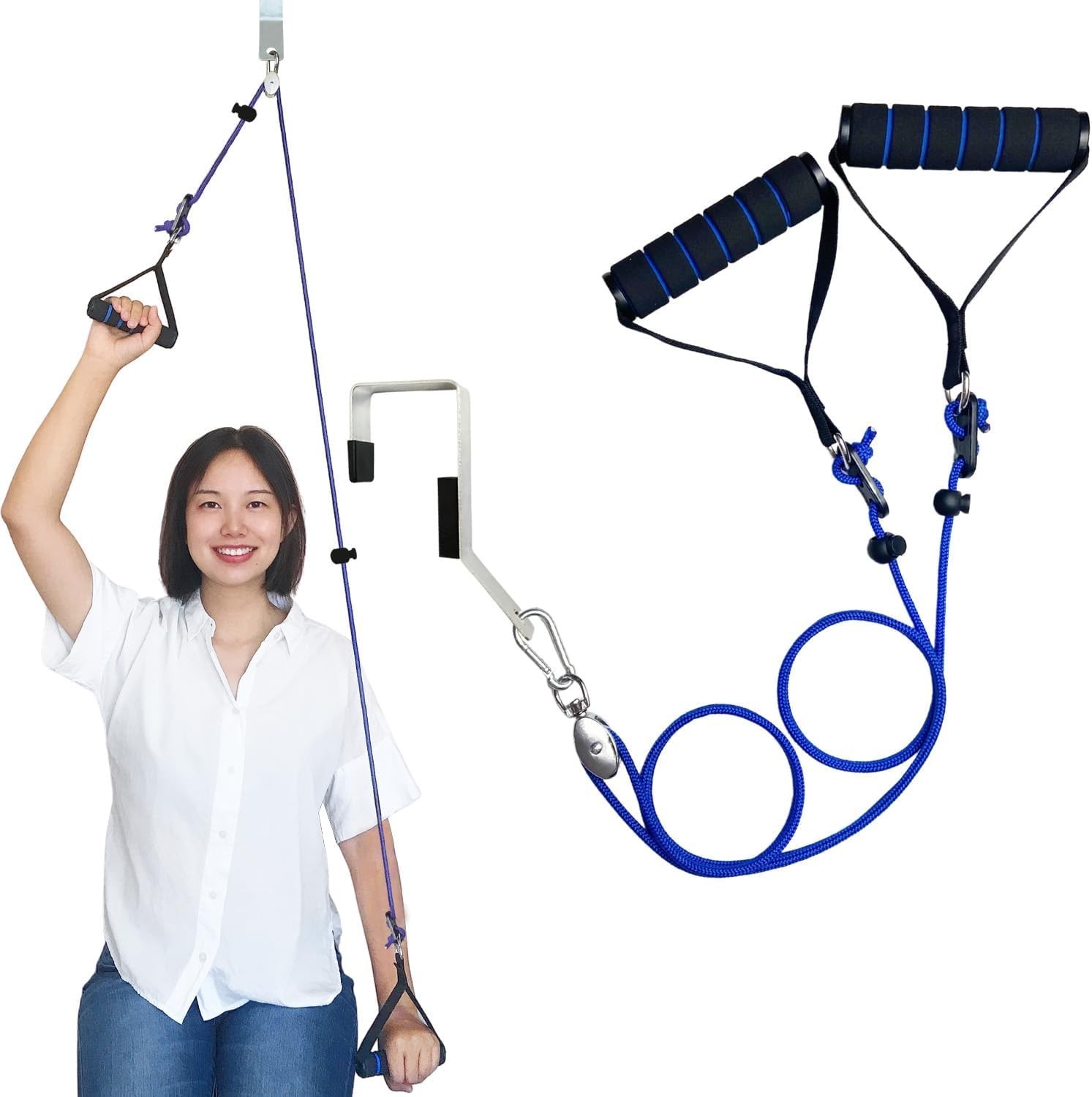 Shoulder Pulley for Physical Therapy, Pulleys Metal Bracket, Blue