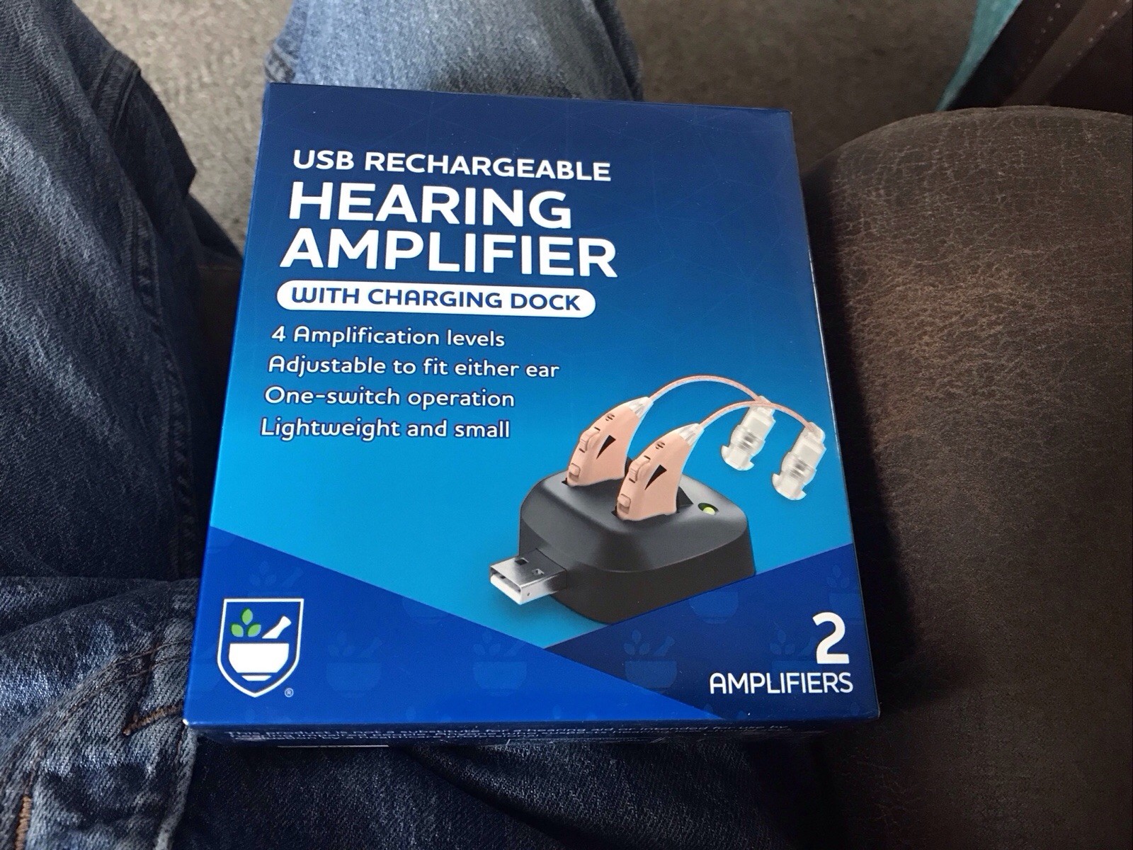 New Rite Aid USB Rechargeable Hearing Amplifier w Charging Dock Easy Switch H46