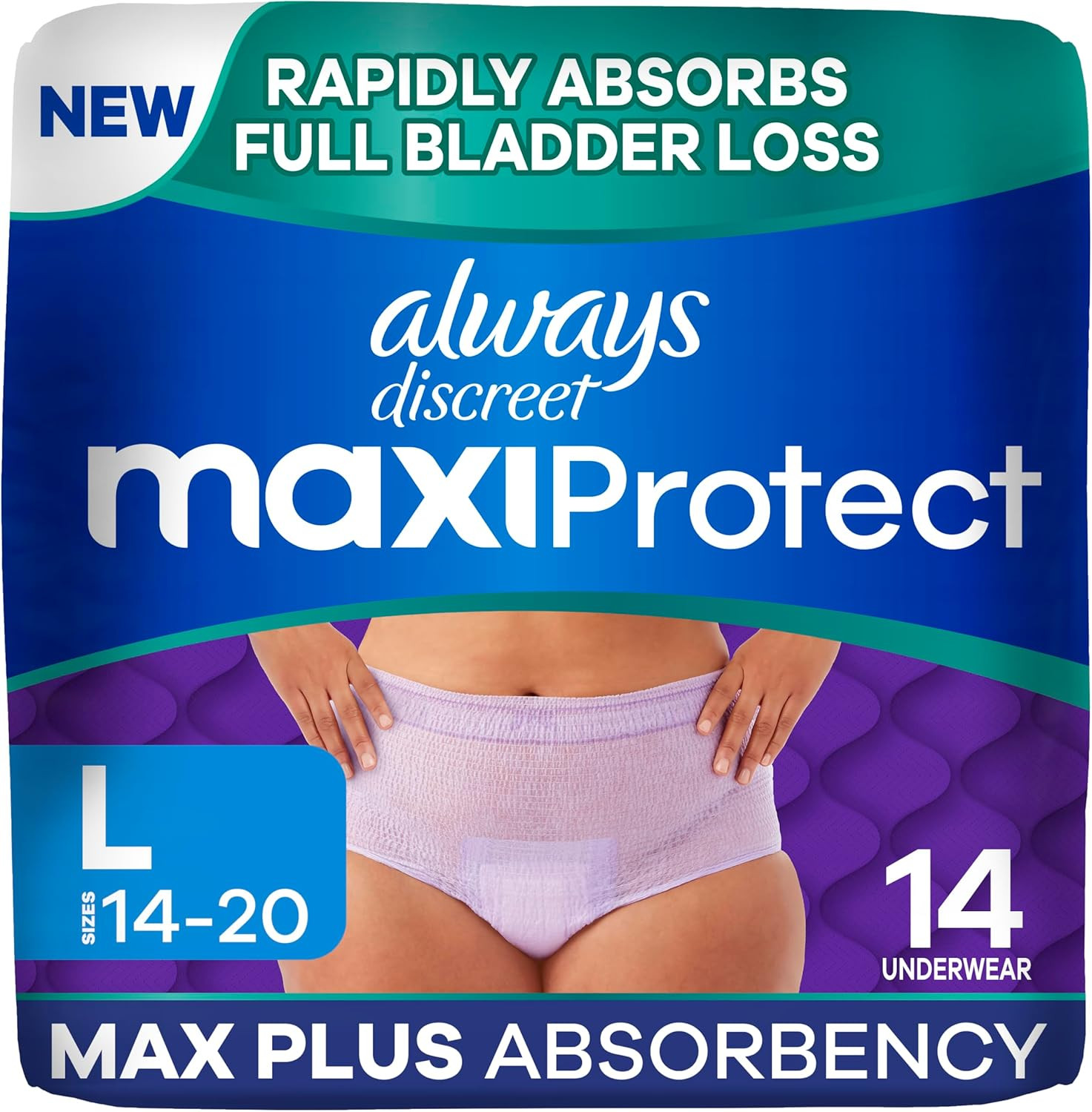 Always Discreet Maxiprotect Adult Diapers for Women, Incontinence Underwear, Pos