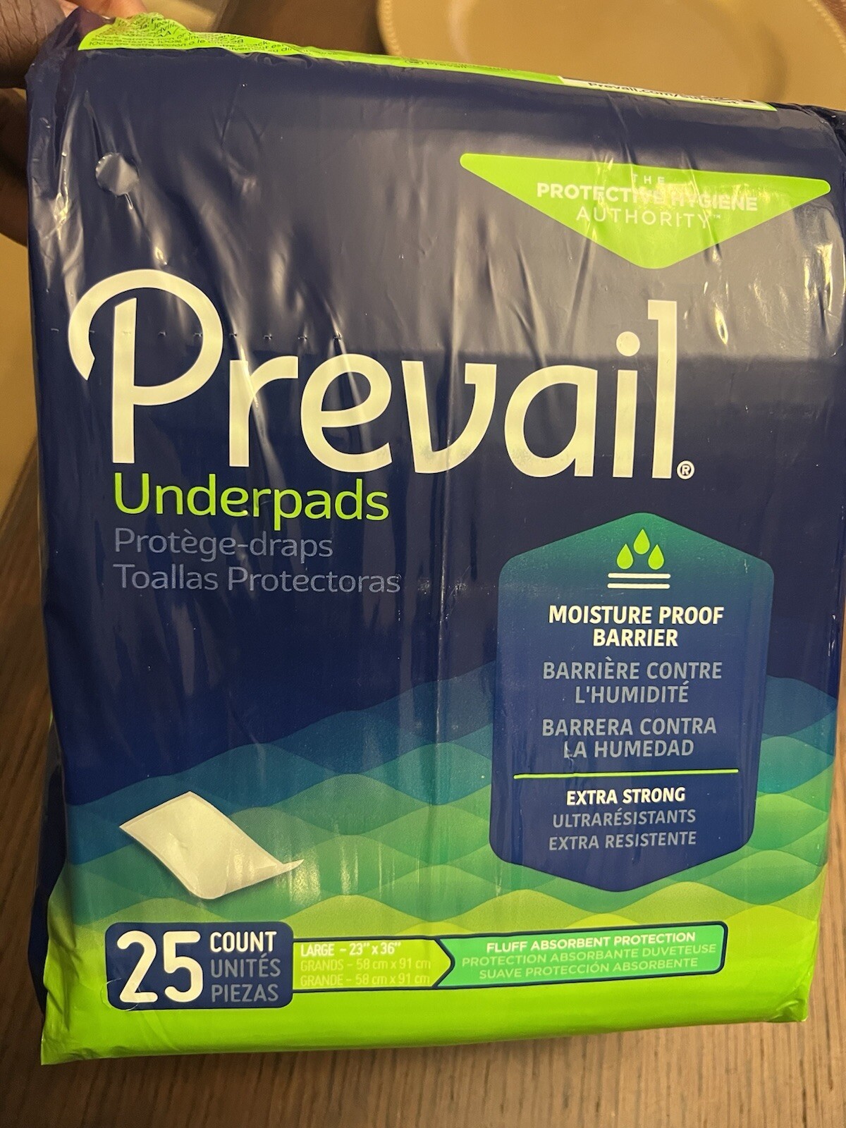 Prevail Disposable Underpads (23X36″) 25 pads Large Extra Strong Fluff Absorbent