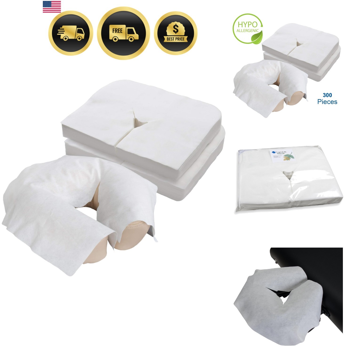 Disposable Face Cradle and Headrest Covers, 300-Pack, Medical-Grade, Ultra So…