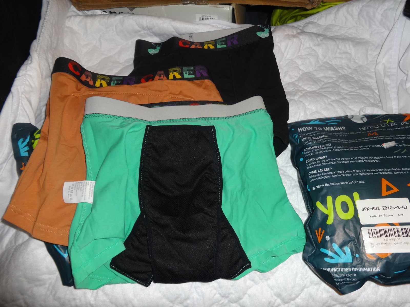 2 PACKS OF 3 CARER BOYS INCONTINENCE BOXER BRIEFS UNDERWEAR SIZE S NWT