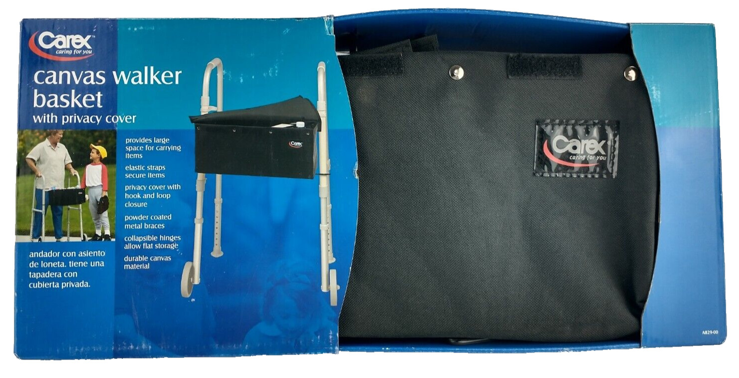 Carex Black Canvas Walker Basket Storage Bag Privacy Cover A829-00 New Retro 🧺