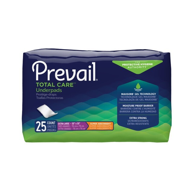 Lot of 2 cases of Prevail Super Absorbent Underpad 30″x 30″ – 4 X 25pk /CASE