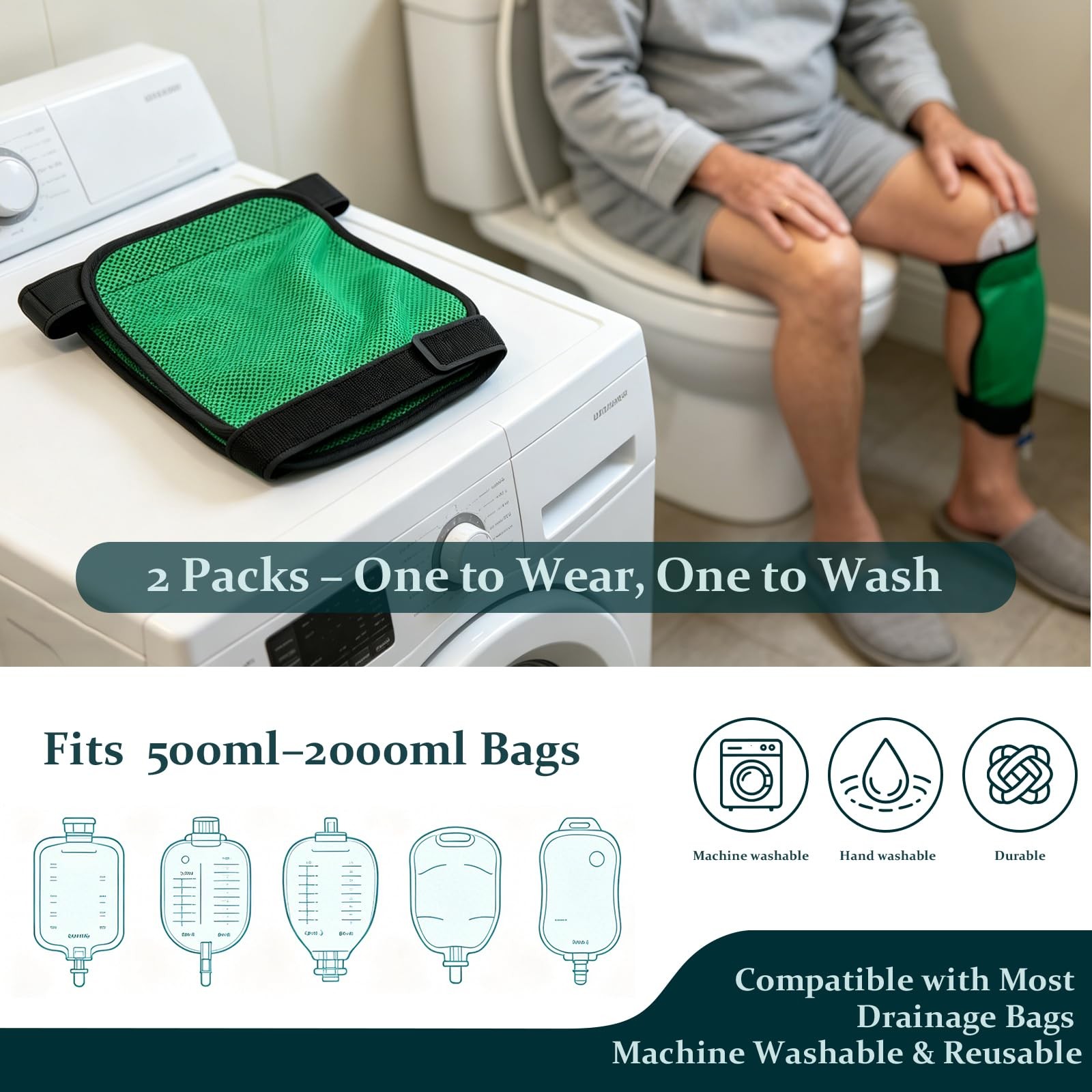 2 Pcs Mesh Catheter Leg Bag Holder, Soft Breathable Fabric Catheter Sleeves, …