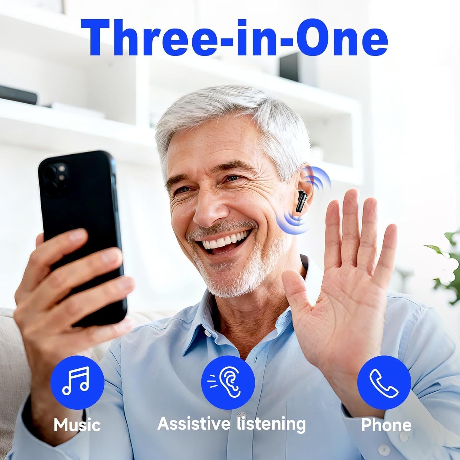 Bluetooth Rechargeable OTC Hearing Aids for Seniors 16 Channel Noise Canceling