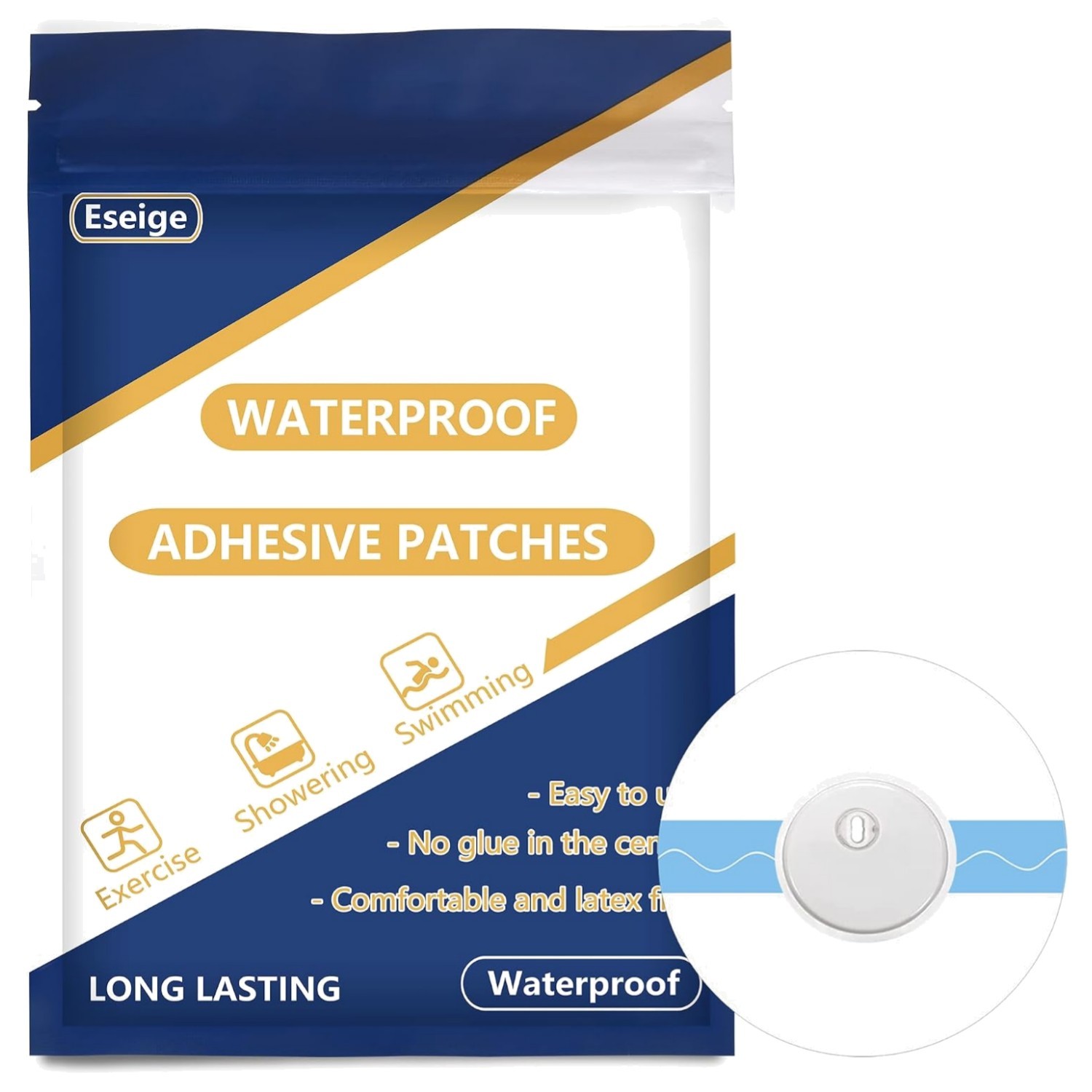 Transparent CGM Tape – 60 Waterproof Patches for Libre 3 with Strong Adhesive