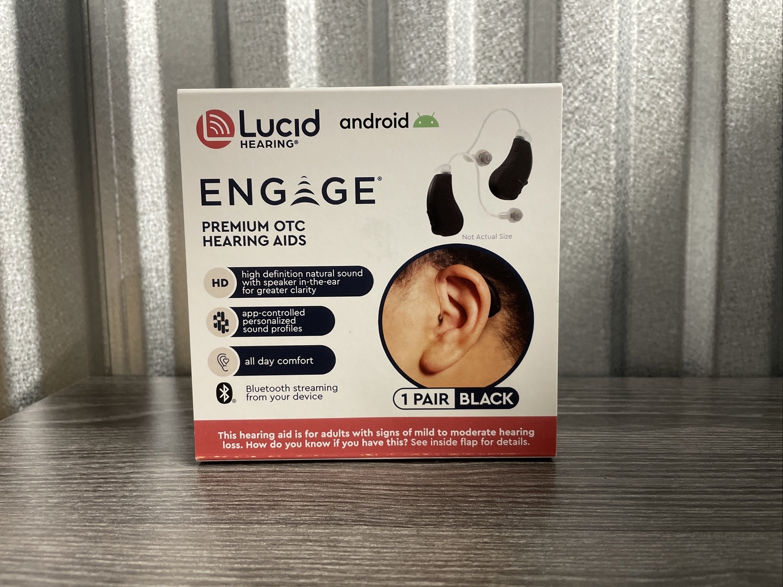 Lucid Engage Premium OTC Hearing Aids W/ Bluetooth For Android – Black