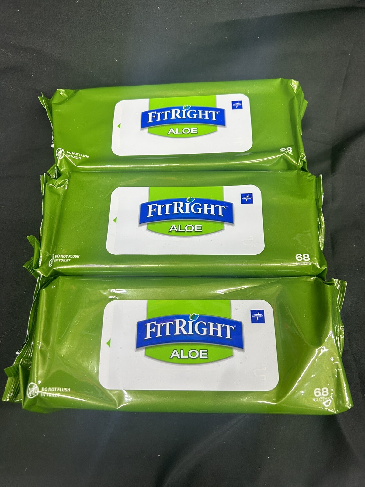 3-Lot Medline Aloetouch Personal Cleansing Wipes, 68 Count- MSC263754H