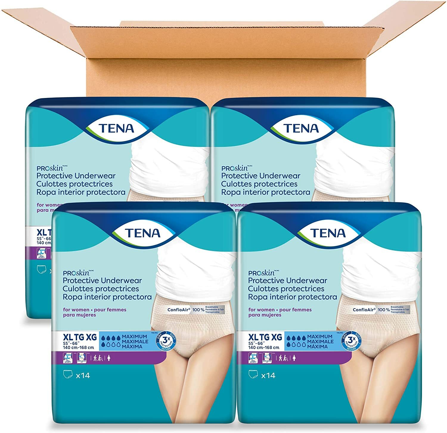 Tena ProSkin Maximum Absorbency Incontinence Underwear for Women, XL, 56 Count