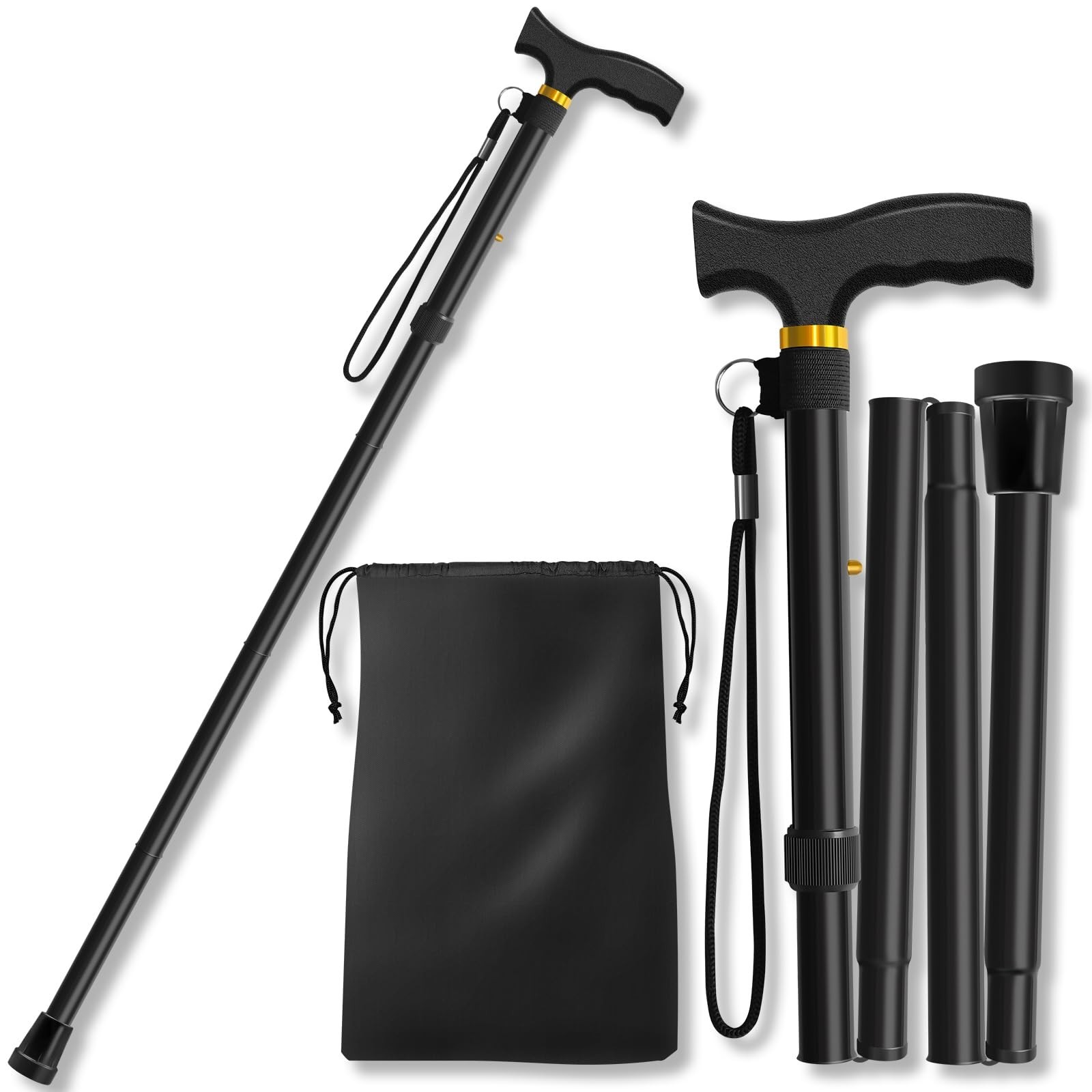 Folding Cane, Walking Poles with Adjustable Height, Canes for Men, Women and …