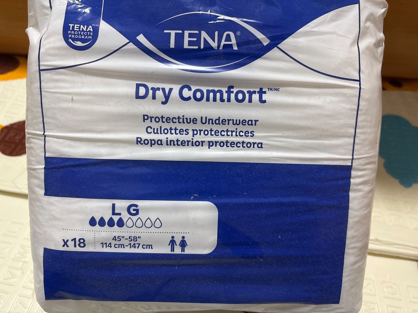 Tena Dry Comfort Protective Underwear Size LARGE 45”-58”