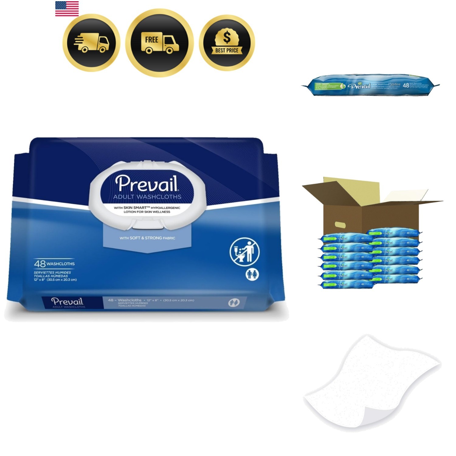 Soft Pack Adult Washcloths – Unisex Adult Incontinence Wipes – Disposable Adu…