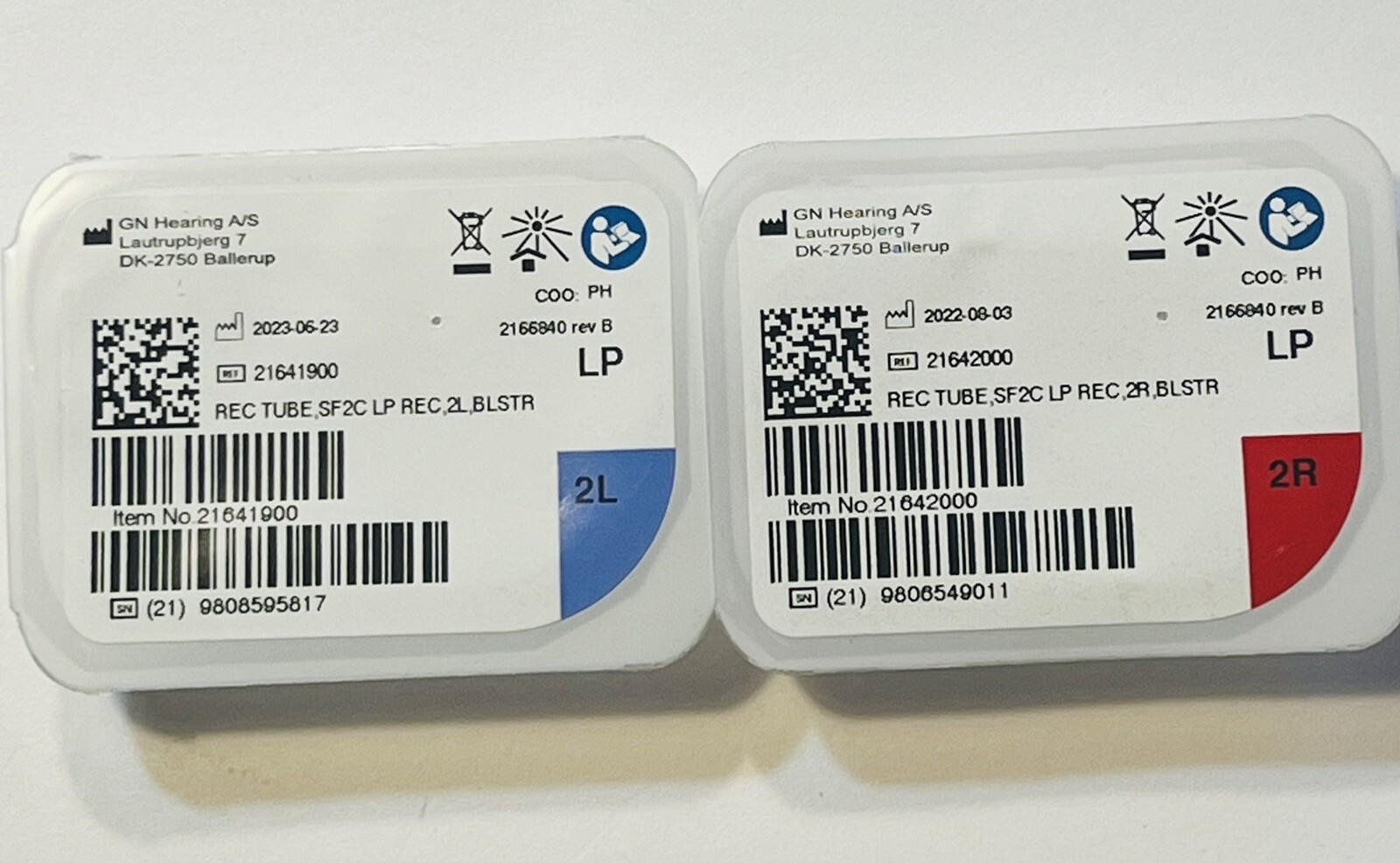 Resound SureFit2 Hearing Aid Receiver Size 2 LP Right And Left 3 Pin..Linx.. New