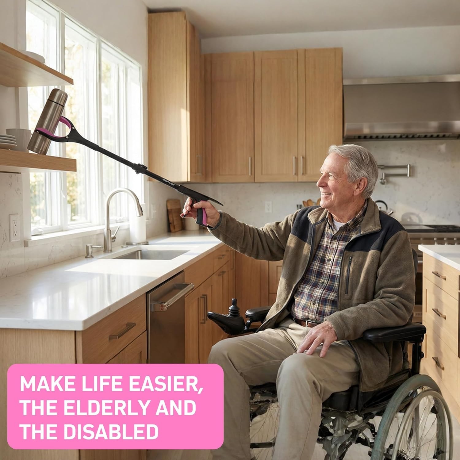 Ergonomic 360° Rotating Grabber Tool with Shoehorn – Ideal for Limited Mobility