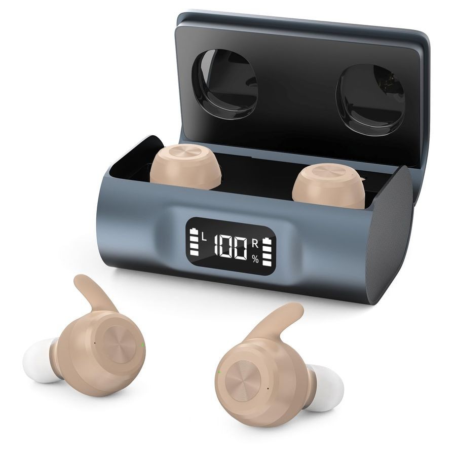 Hearing Aid Rechargeable w/Noise Cancellation Invisible Amplifer w/Charger Case