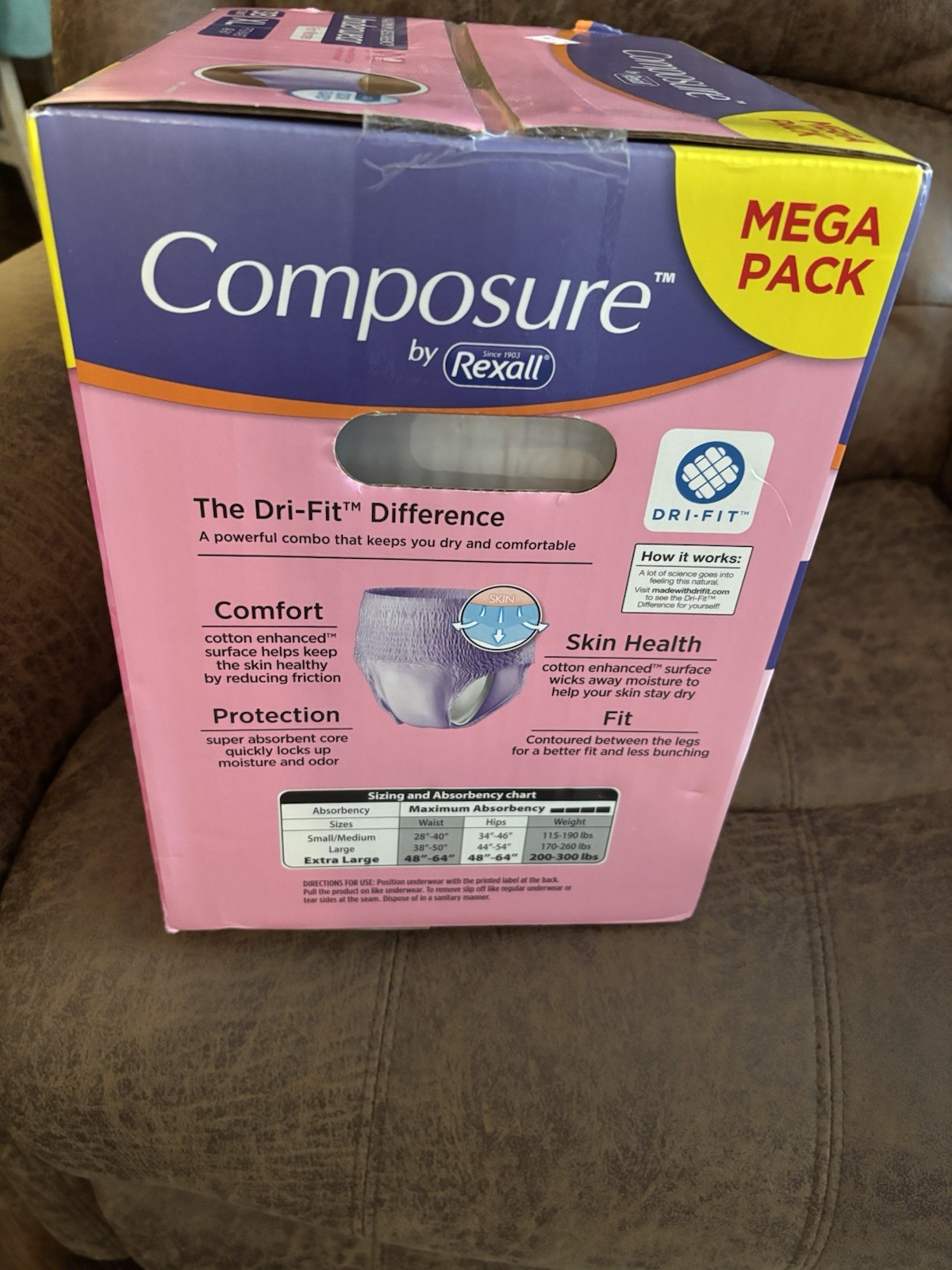 Rexall Composure Maximum Absorbency Women’s Underwear XL Lavender 38 Count