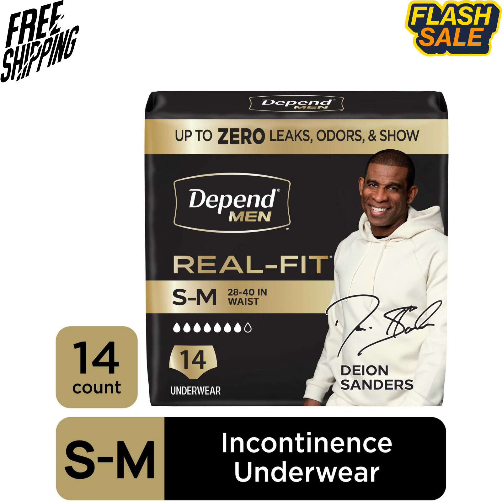 Depend Real Fit Men’s Incontinence Underwear, S/M, 14 Count
