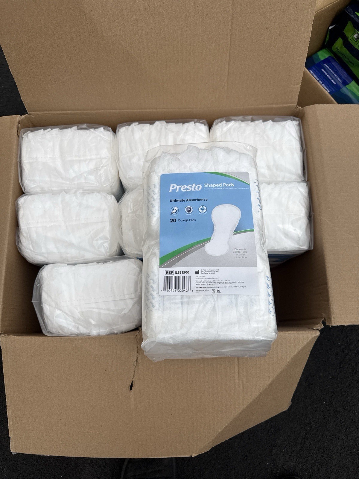Presto Shaped Pads Incontinence Pads Ultimate Absorbency X-Large 20ct White