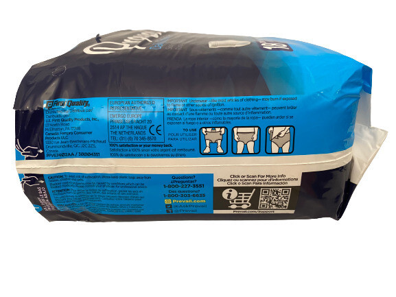 Prevail Mens Maximum Absorbency Daily Underwear Size 38″-50″ Lg. 18 Count Pack