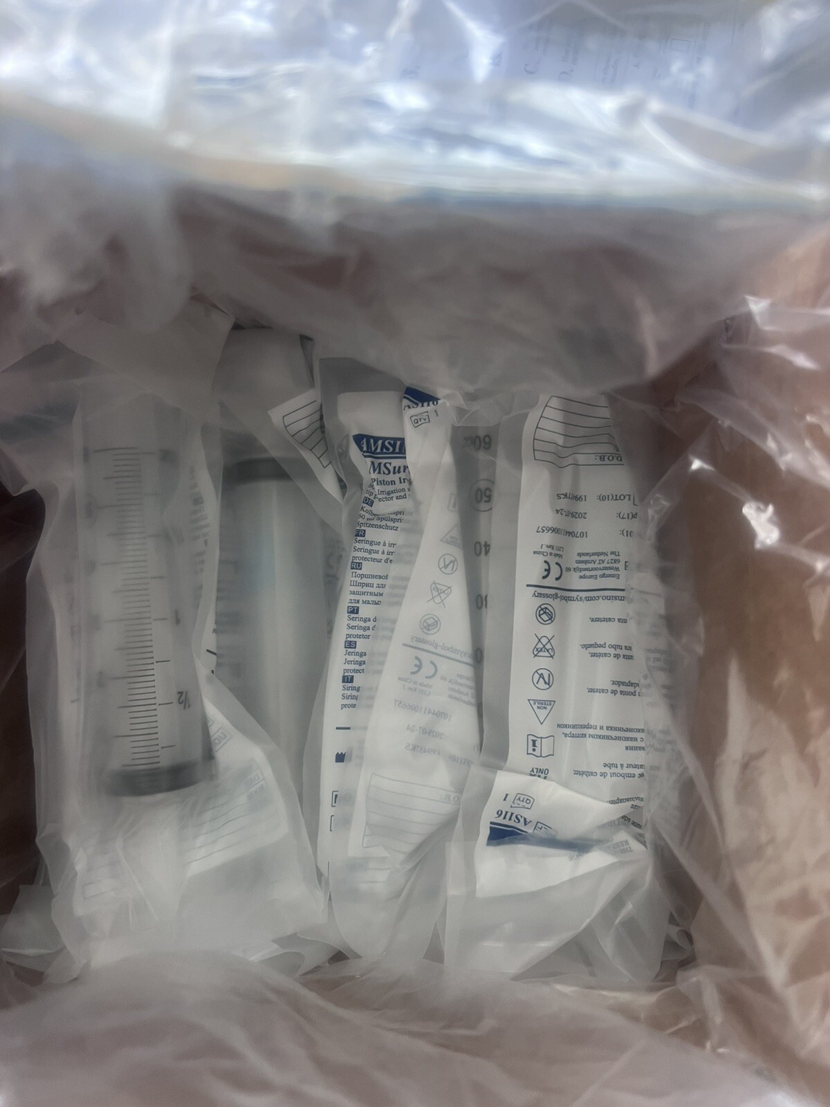 AMSure Piston Irrigation Syringes with Catheter Tip and Protector(Case of 30)NIB