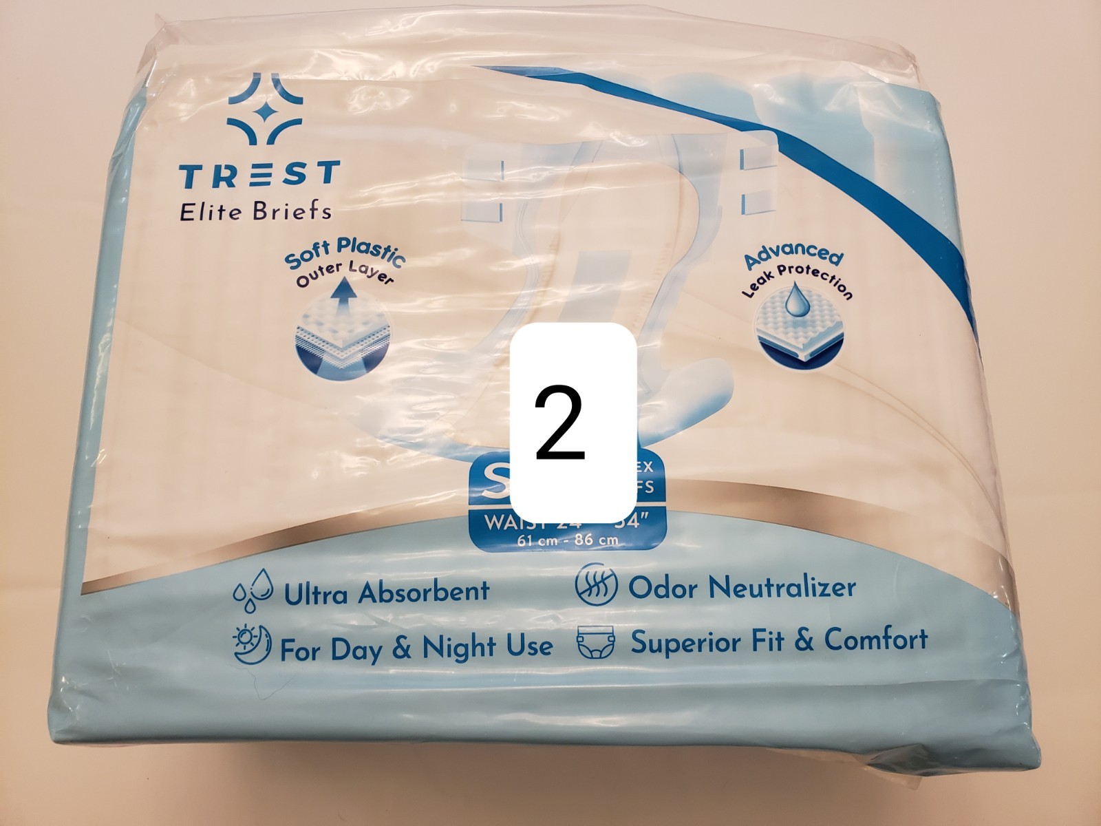 (2) NEW Samples of Trest Blue 9500ML ABDL Adult Diapers Small 24″-34″ waist