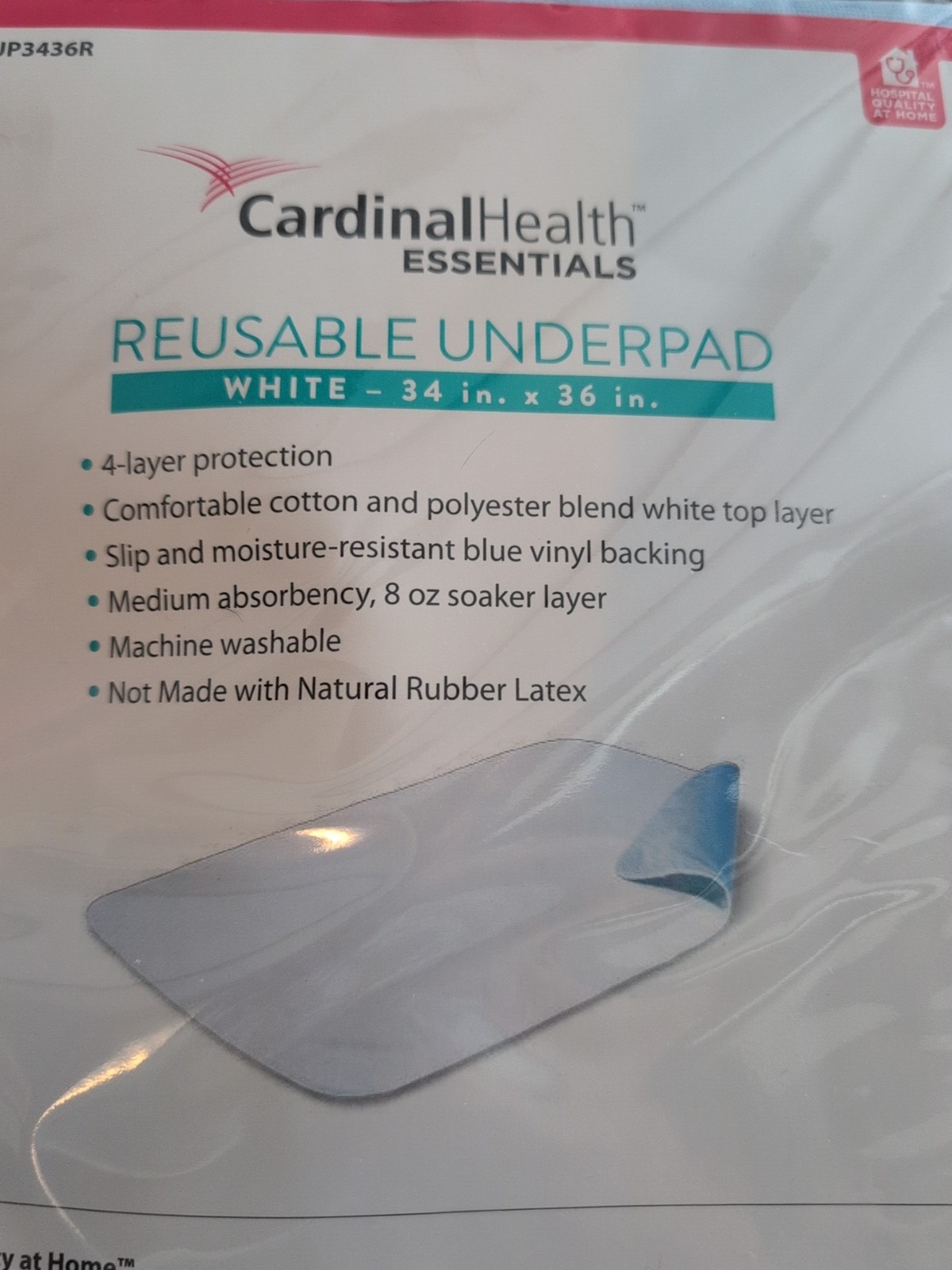 3 Cardinal Health Essentials Reusable Underpad, Size 34x36in.