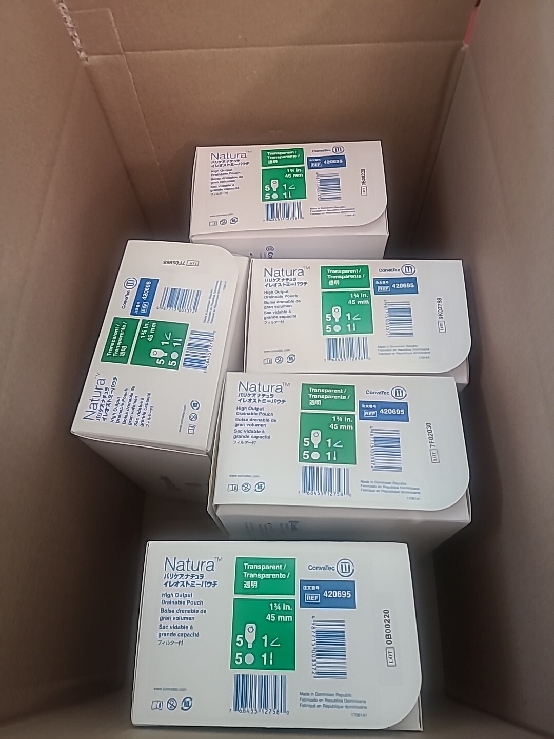 Lot of 5 Boxes Natura ConvaTec Transparent Filtered Ostomy Pouch 1 3/4 inch