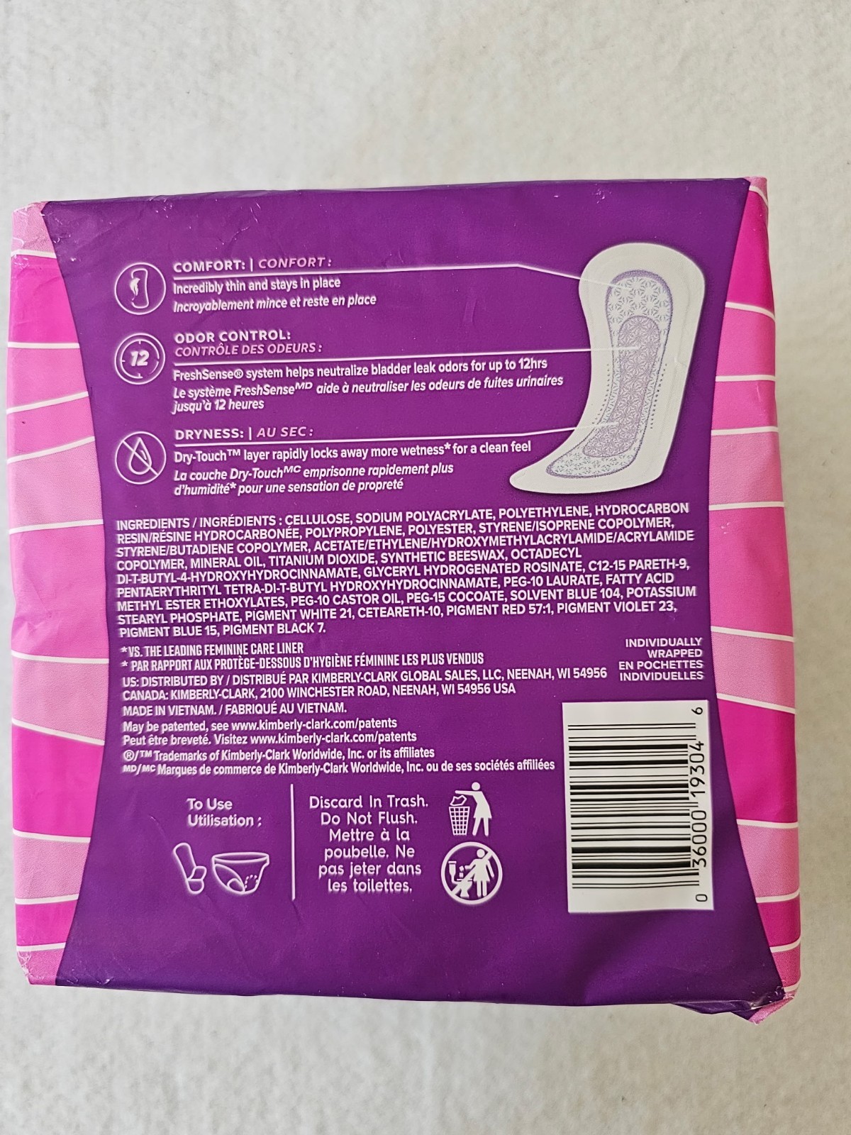 Poise Daily Liners Very Light Long Fresh Protection 44 Count Pack of 3