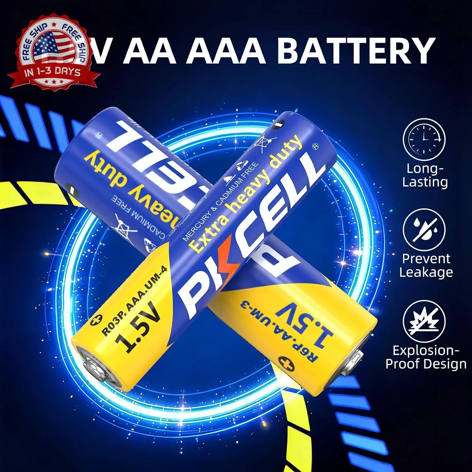 PKCELL AA Batteries & AAA Batteries 48 Count, Double A Triple A Combo Pack | 24