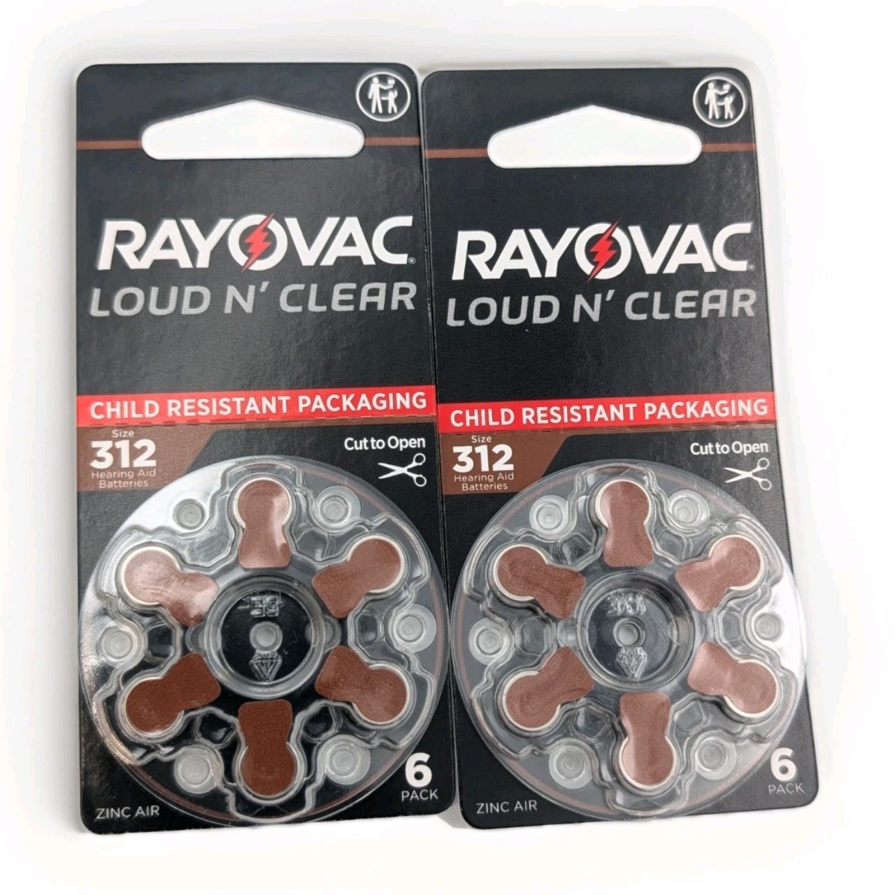 Rayovac 312 Hearing Aid Batteries Zinc Air 1.45V – 2 Pack Bundle (12 Batteries)