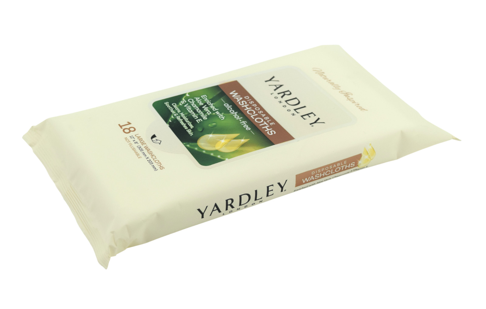 Yardley London Disposable Washcloths 3-Pack (54ct) 12×8 Body Wipes – Aloe Vera