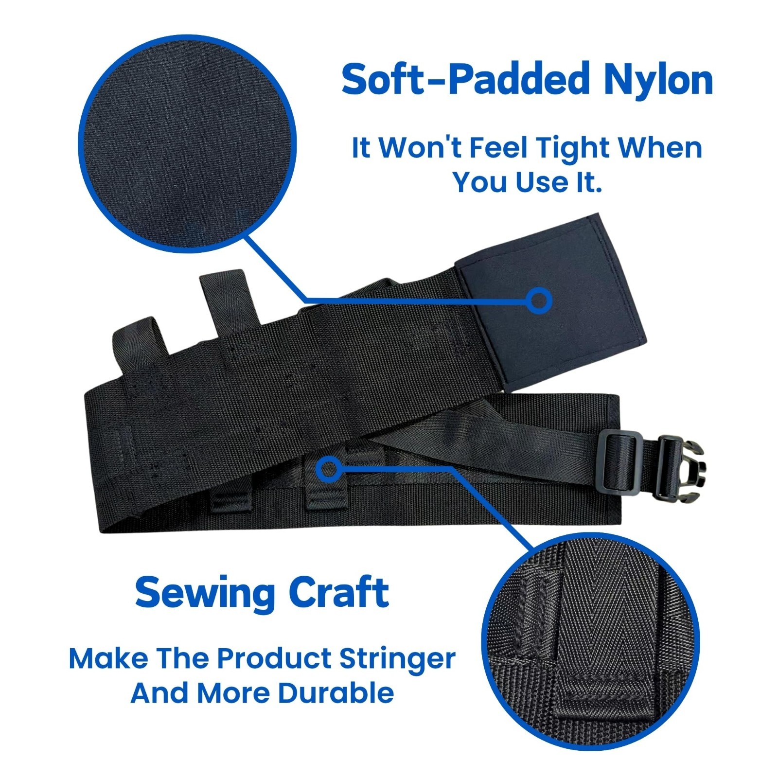 Adjustable Gait Belt with 7 Handles for Seniors, Patient Transfer Safety Lift Be