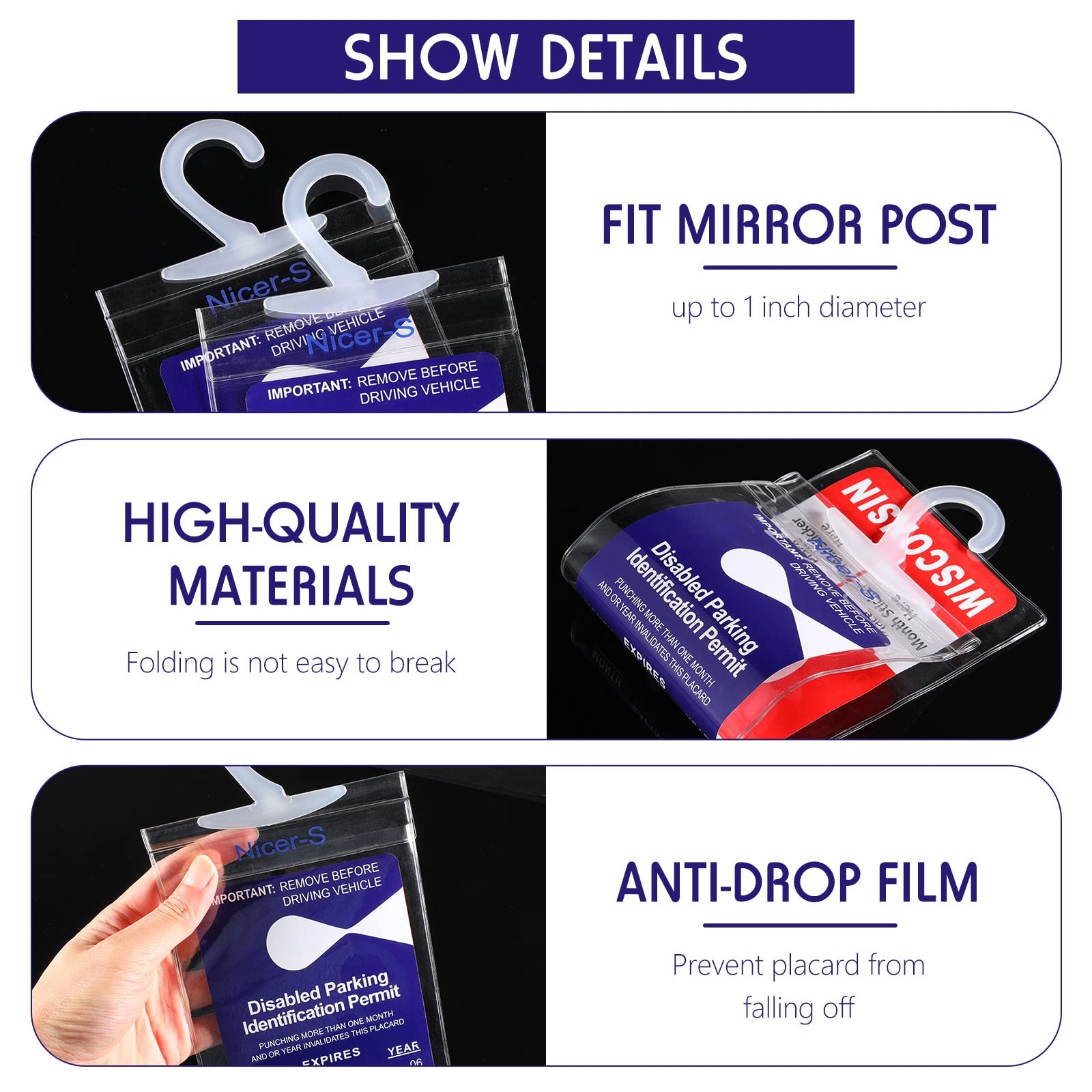 6 Pieces Handicap Placard Holder for Auto Ultra Transparent Disabled Parking Pla