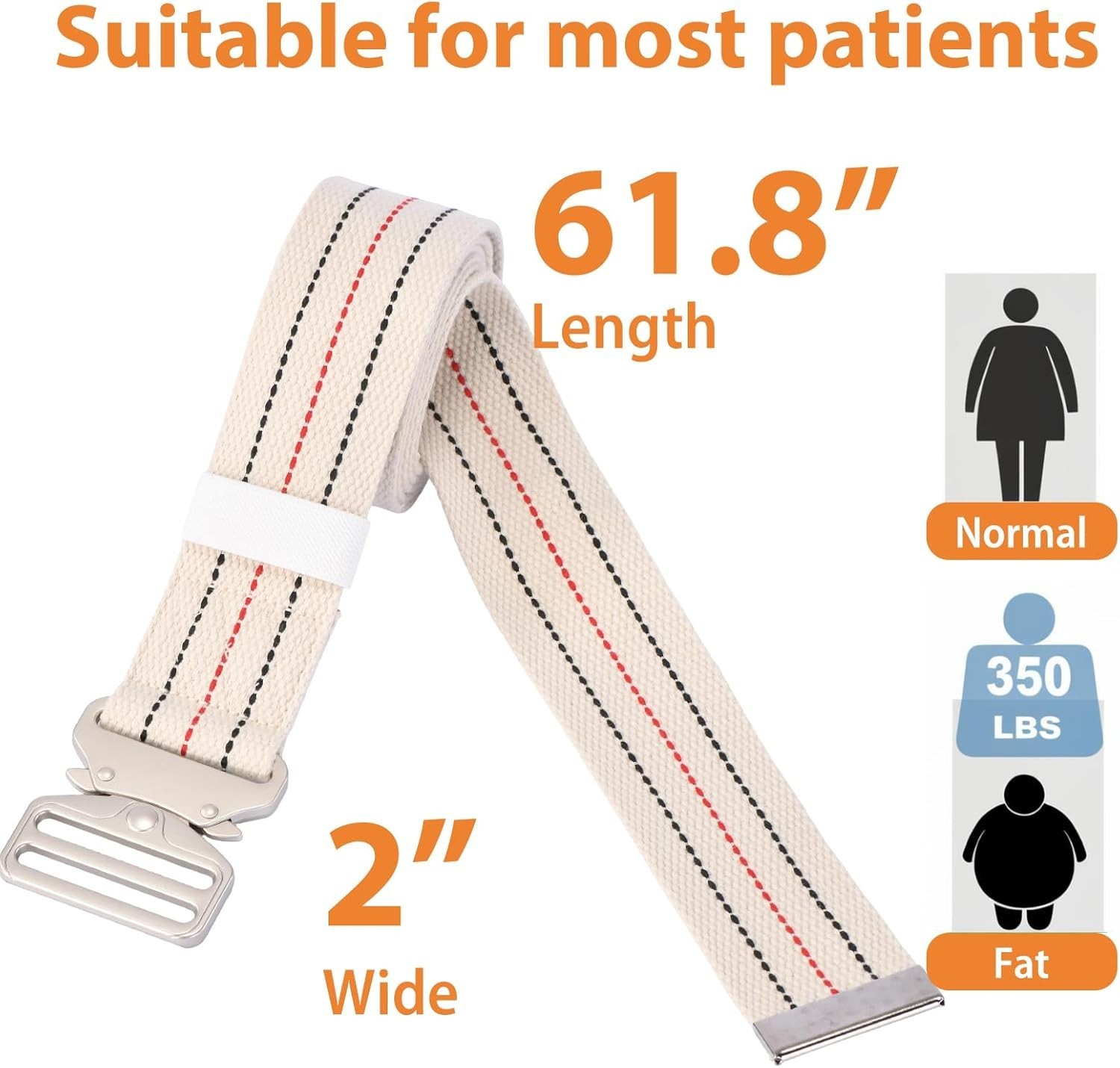 Alloy Buckle Gait Belt – 60-Inch Adjustable Support for Safe Transitions