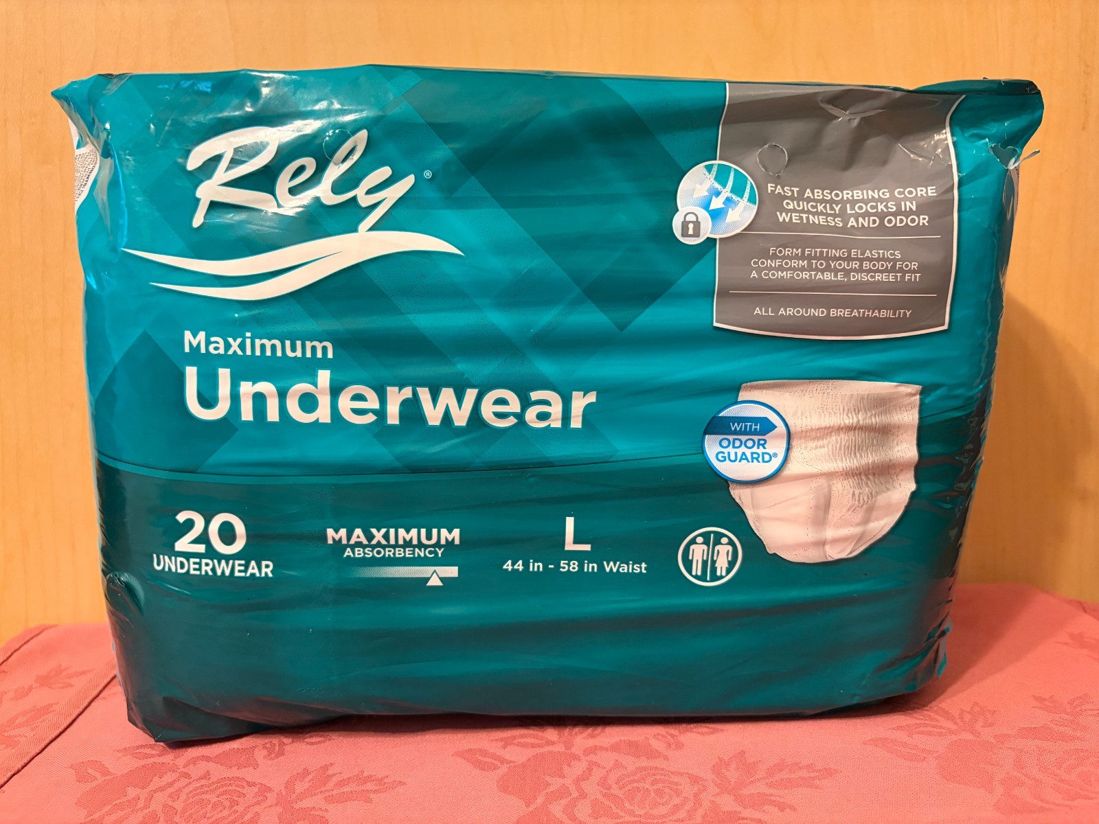RELY Maximum Absorbency Underwear Adult Size Large (44” – 58” waist) 20ct NEW