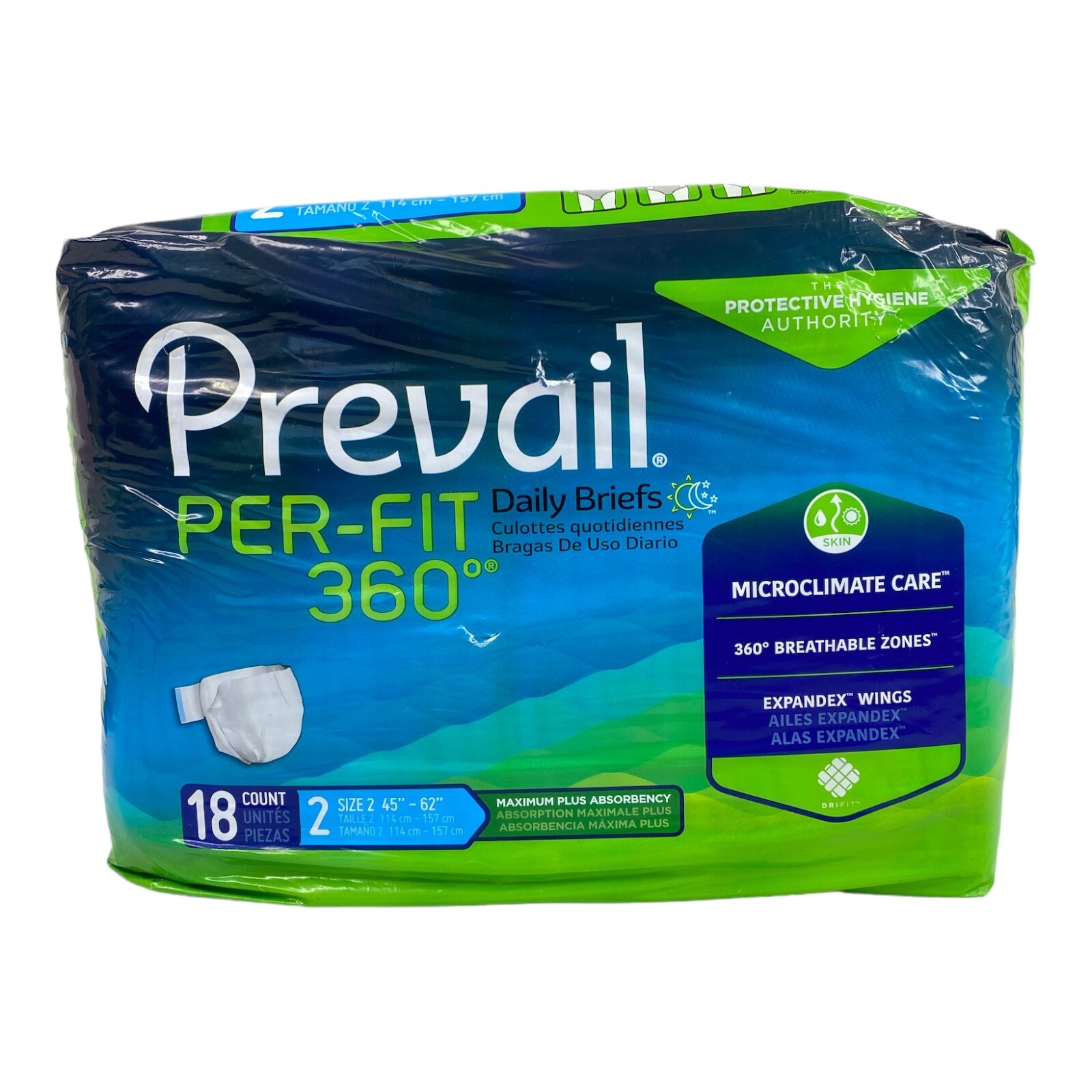Prevail Adult Unisex 16-Count PER-FIT 360* Daily Briefs Size 2 H9