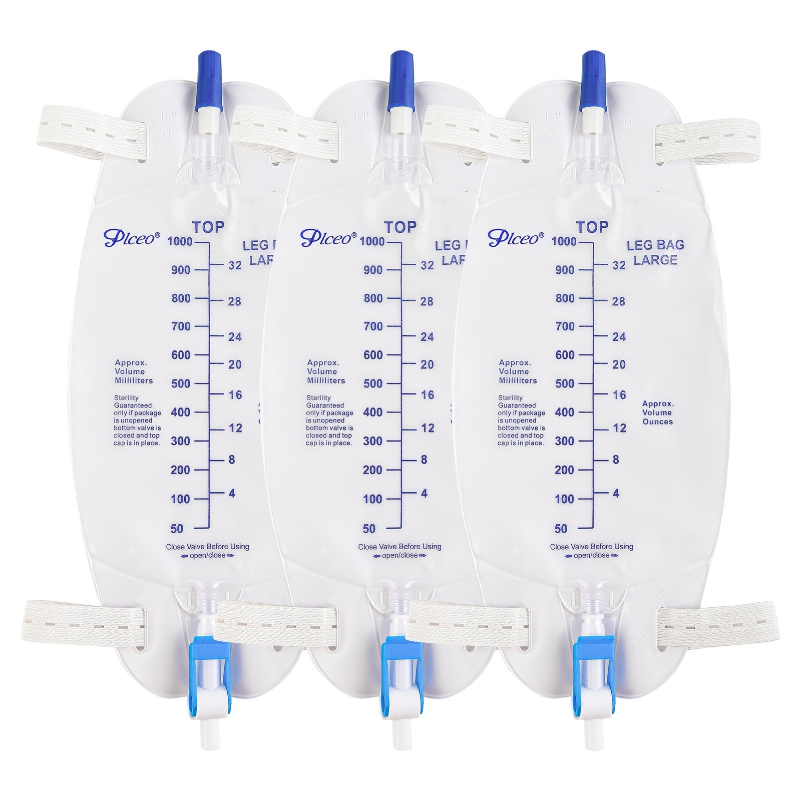Easy-Tap Leg Bag Urinary Drainage Bag, 1000ml, Anti-Reflux Valve, Cloth Strap…