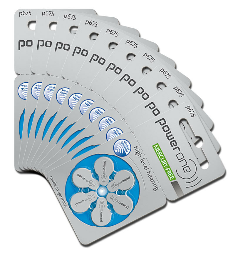 10 Packs (60 Batteries) German Power One Size 675 Hearing Aid Batteries! 60
