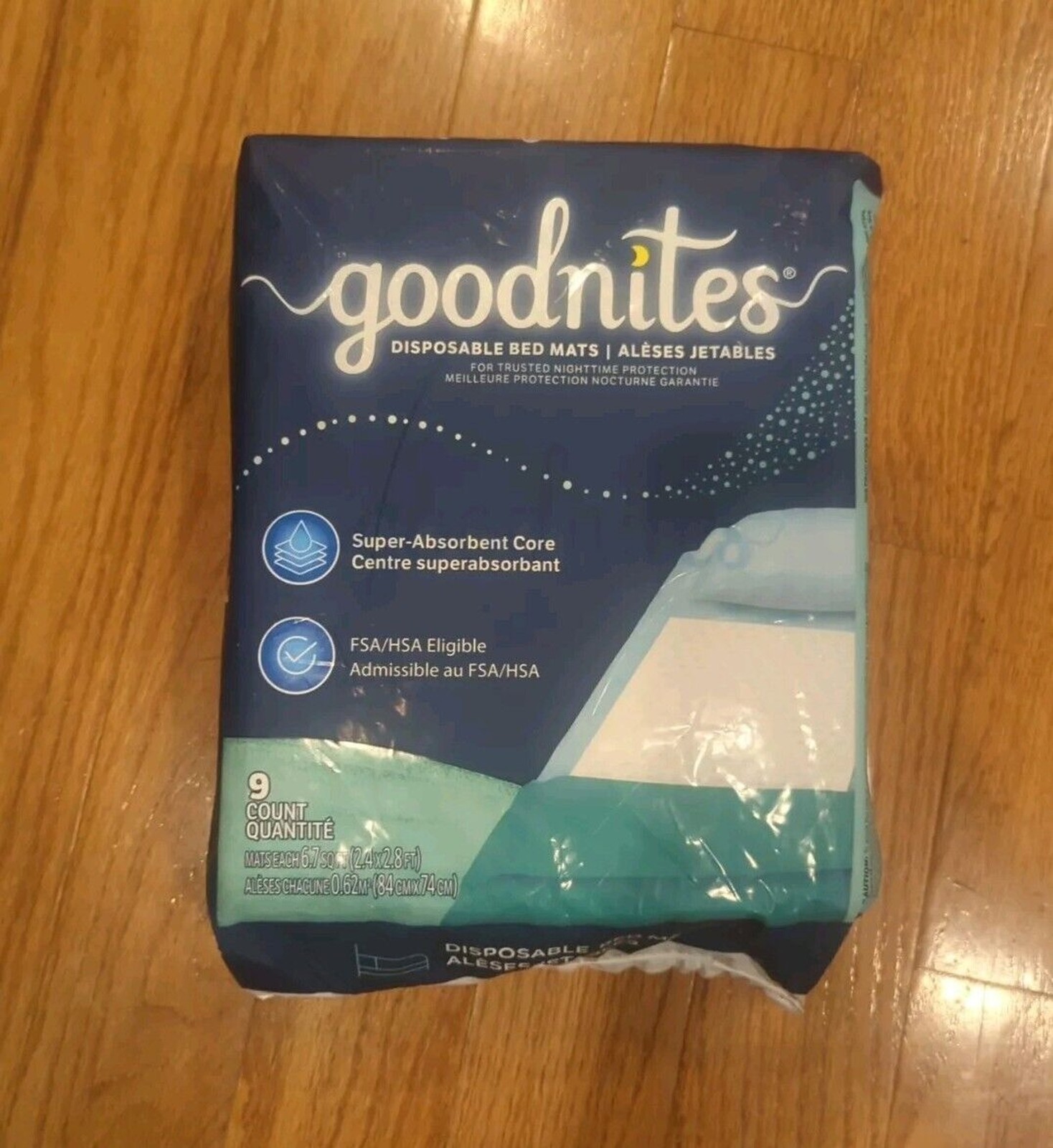GoodNites Disposable Bed Mats – 9 Count New Sealed Bed Wetting Pads
